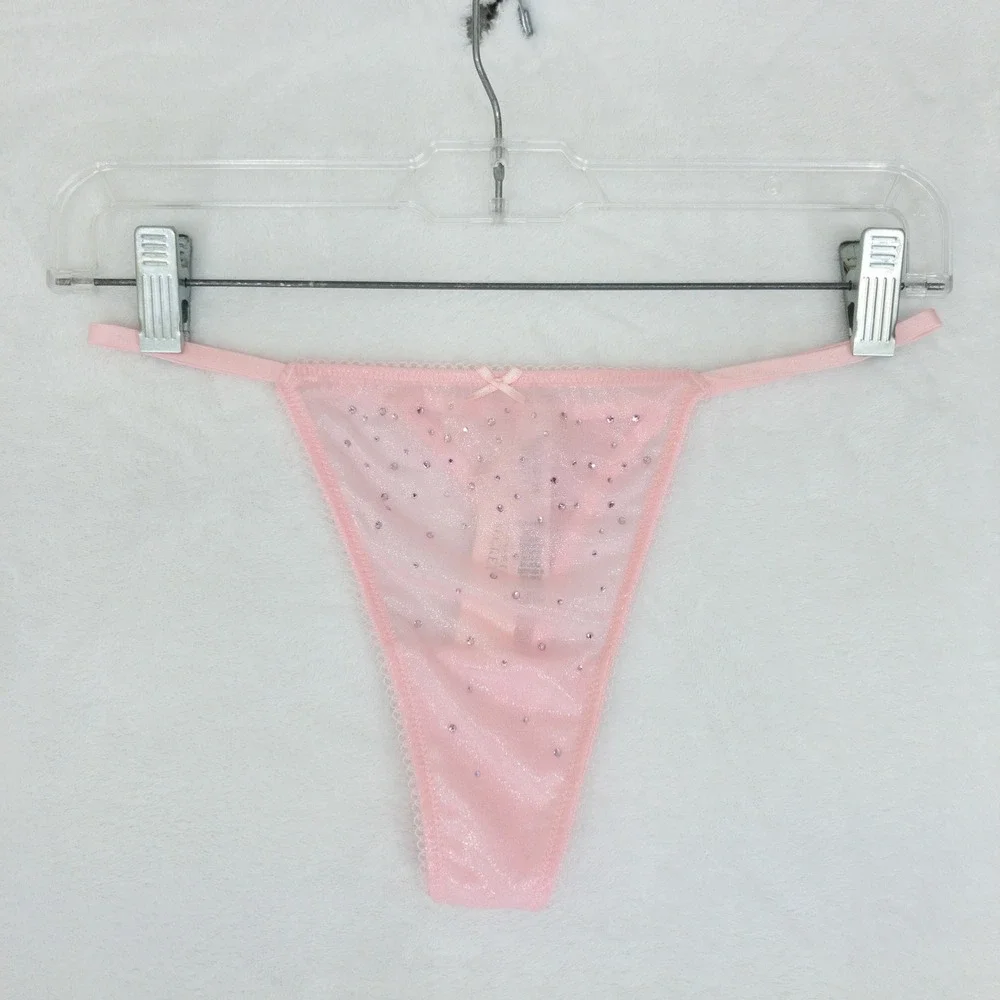 Victorias Secret Dream Angels Crystal Shimmer Thong Panties Womens Medium Pink